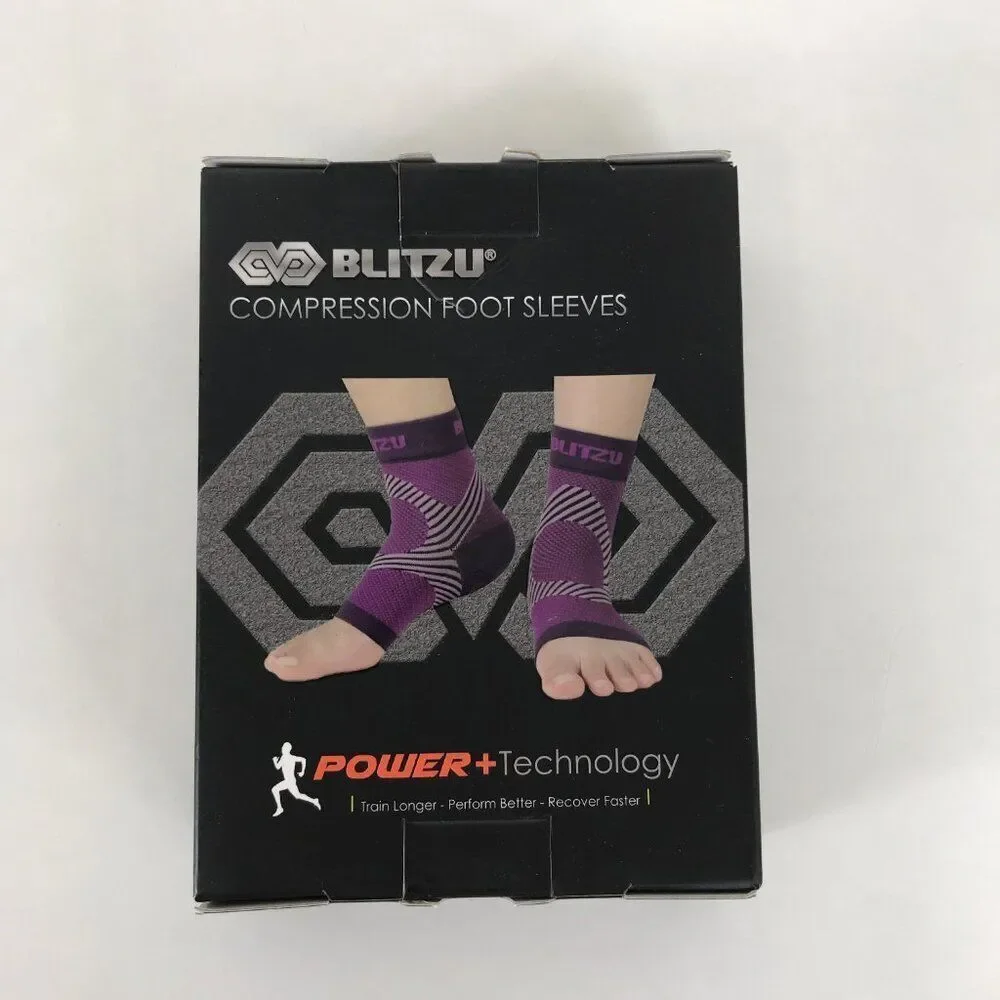 Blitzu Compression Performance Foot Sleeves Purple Large Unisex New